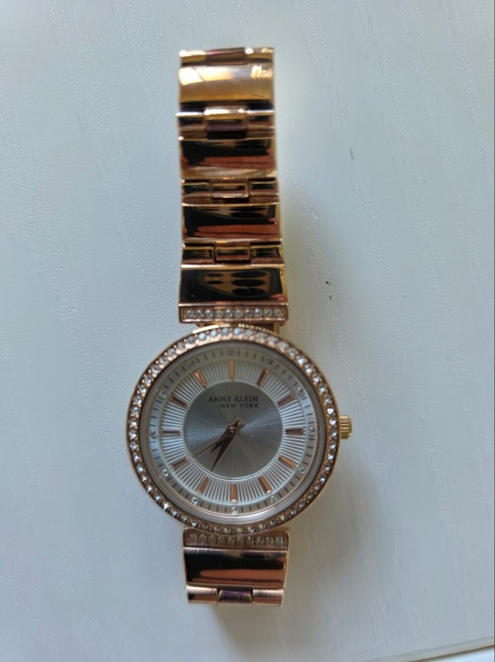 NWOT ~ Anne Klein Rose Gold Crystal Accent Women's Watch - Picture 7 of 9